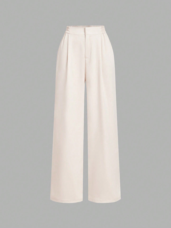 White High Waist Front Pleated Pant