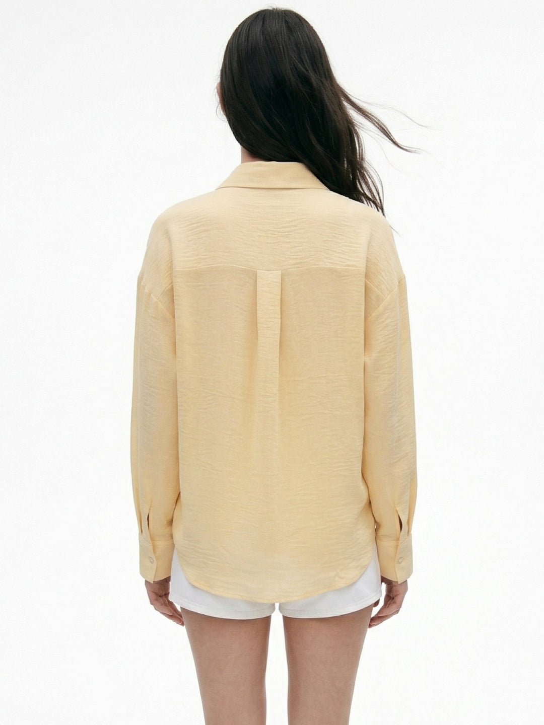 Yellow Textured Button Down One Pocket Shirt