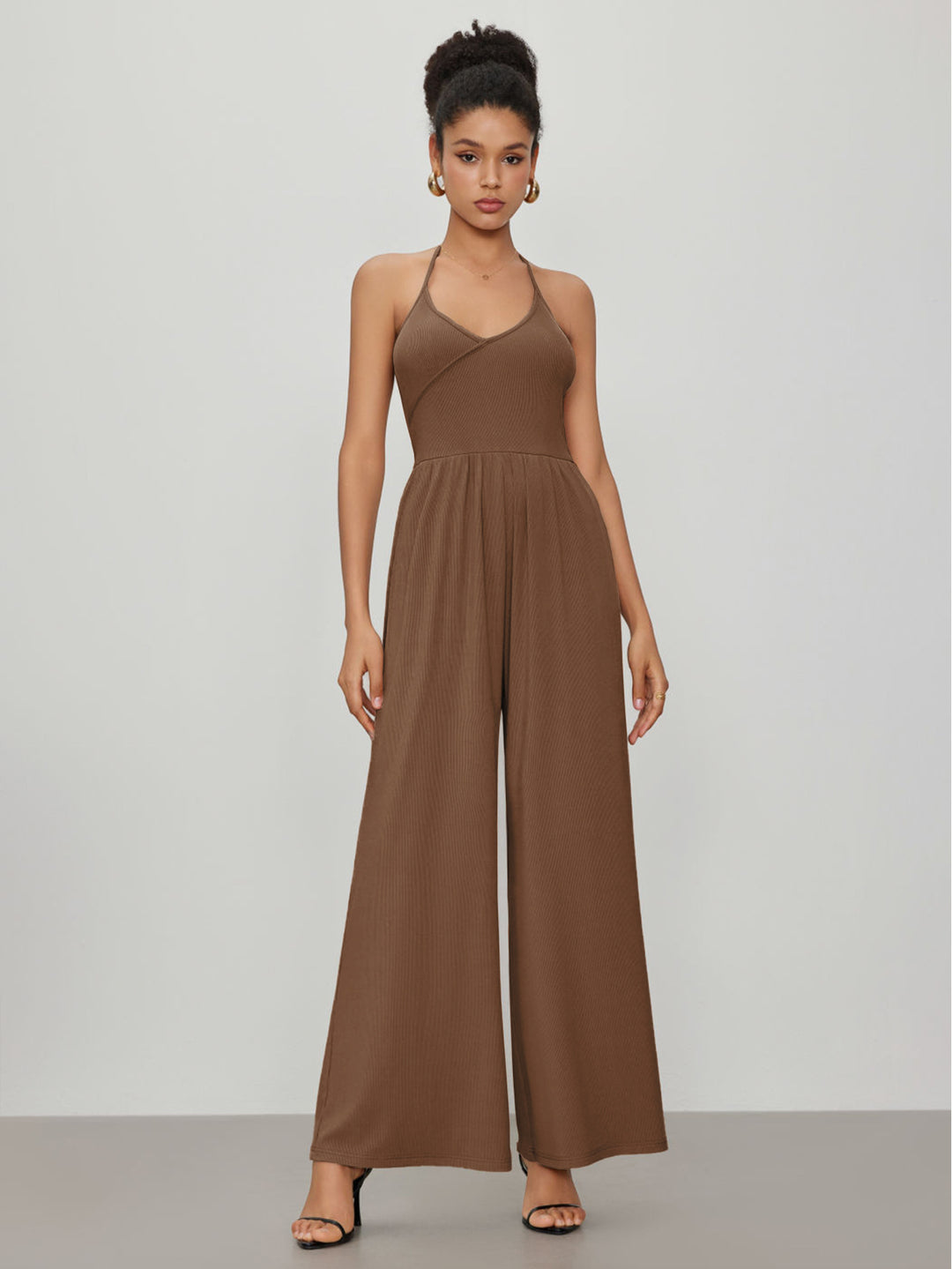 Brown Halter Neck Jumpsuit