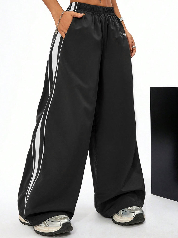 Black Varsity Side Stripe Sweatpants