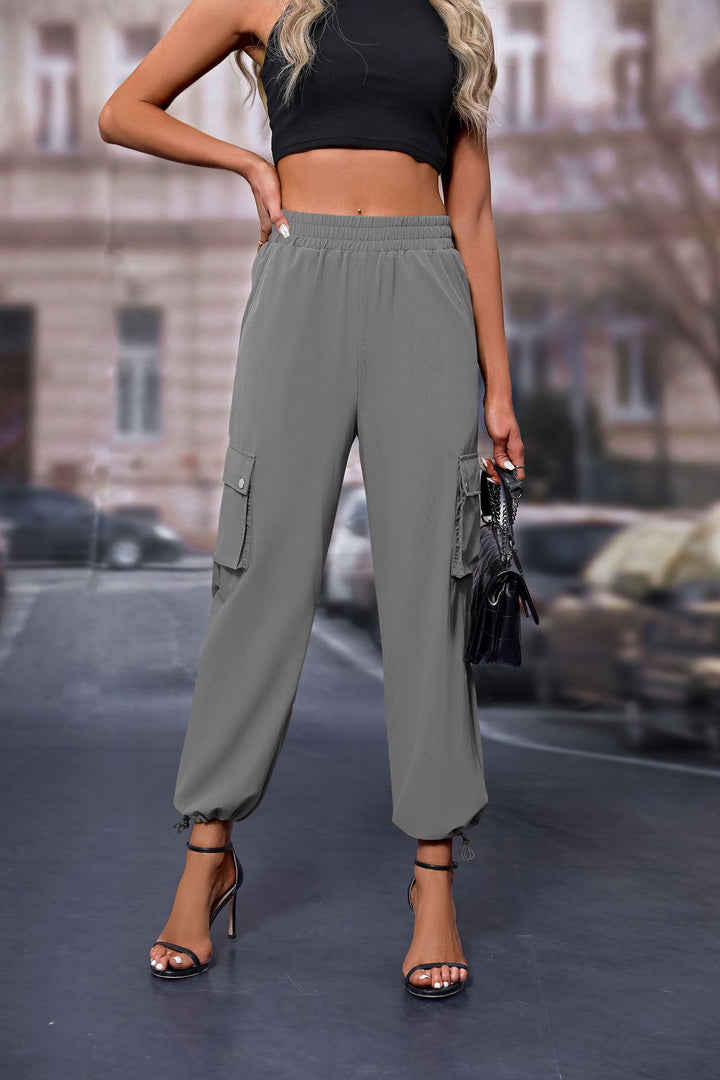 Grey Elasticated Parachute Cargo Sweatpants