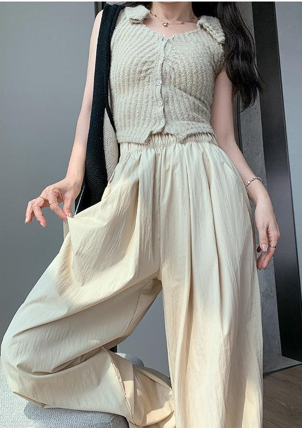 Beige Baggy Fit Elasticated Pants