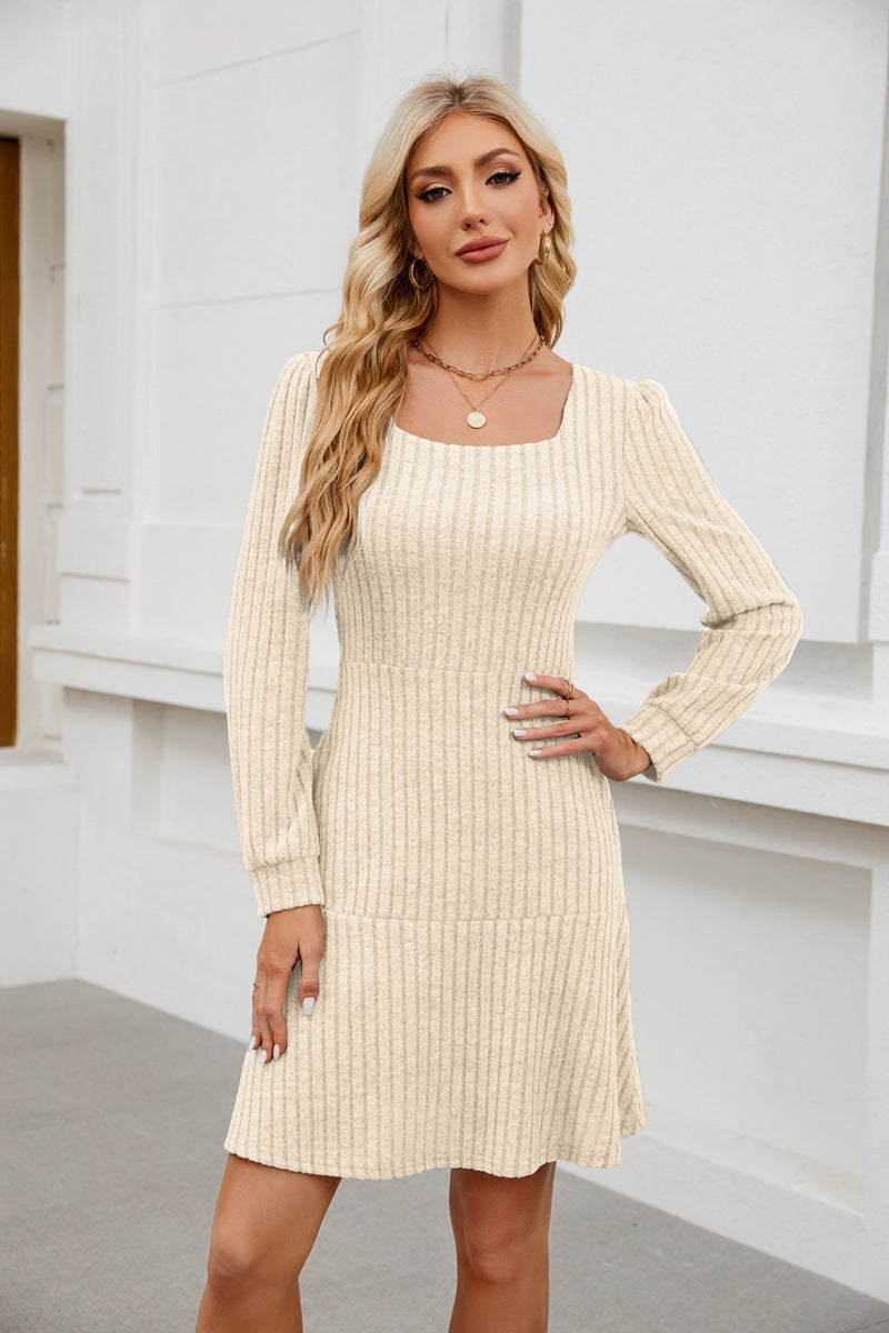 Off White Wide Spaced Rib Mini Dress