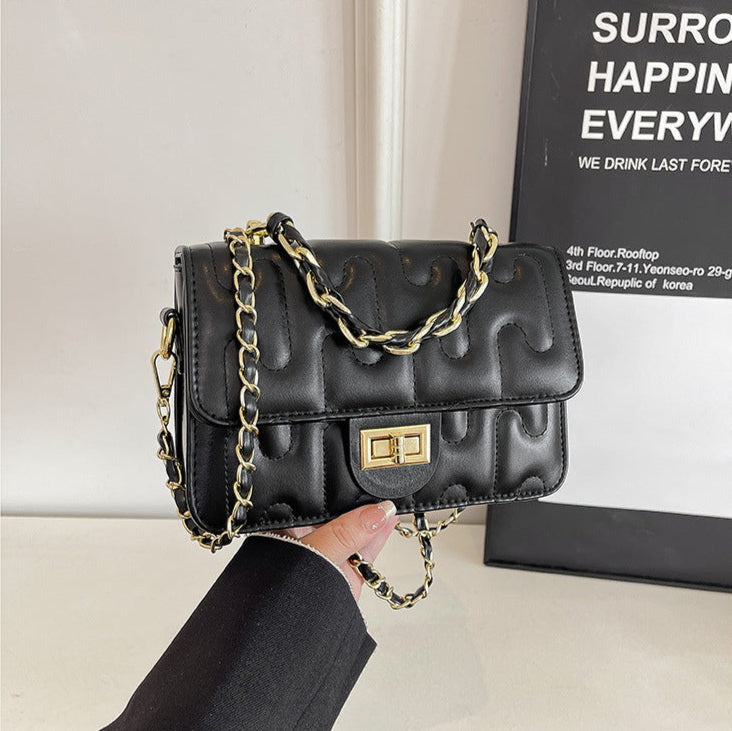 Black Puzzle Curve Crossbody Bag