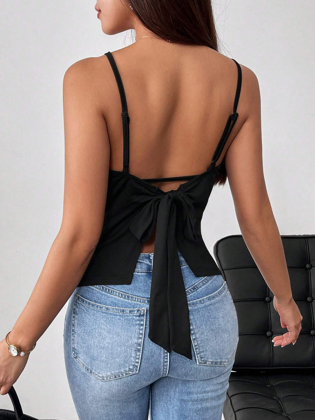 Black Scoop Neck Cami Top