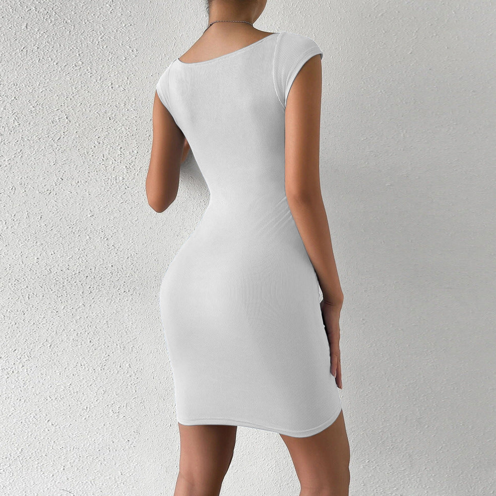 White Wide Strap Sweetheart Neck Dress