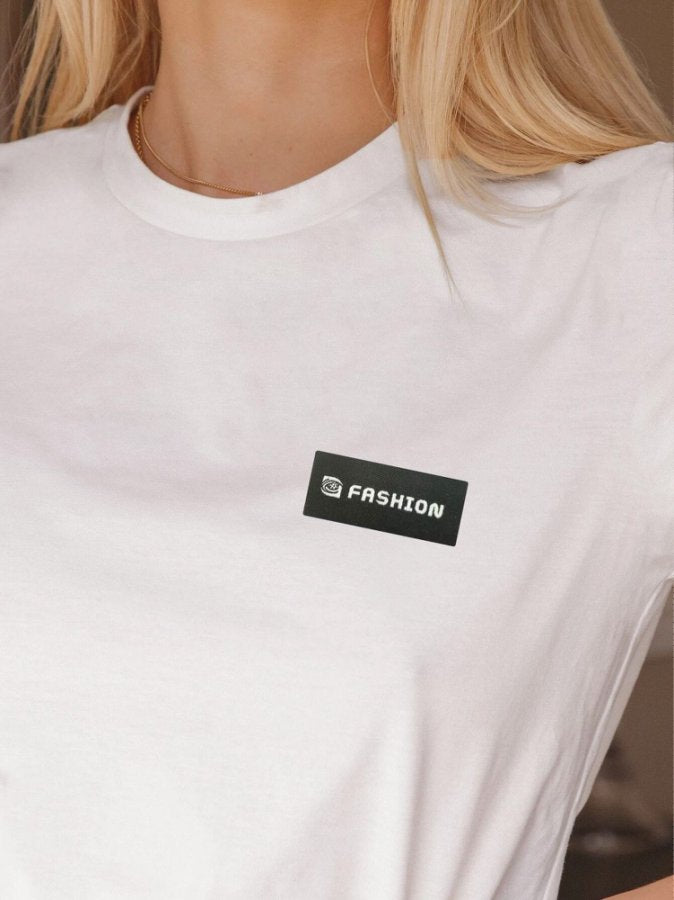 White Contrast Sleeve Tshirt