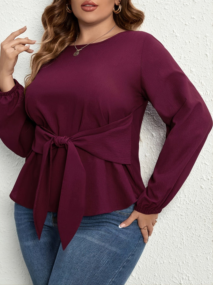 Maroon Full Sleeve Front Tie Up Top
