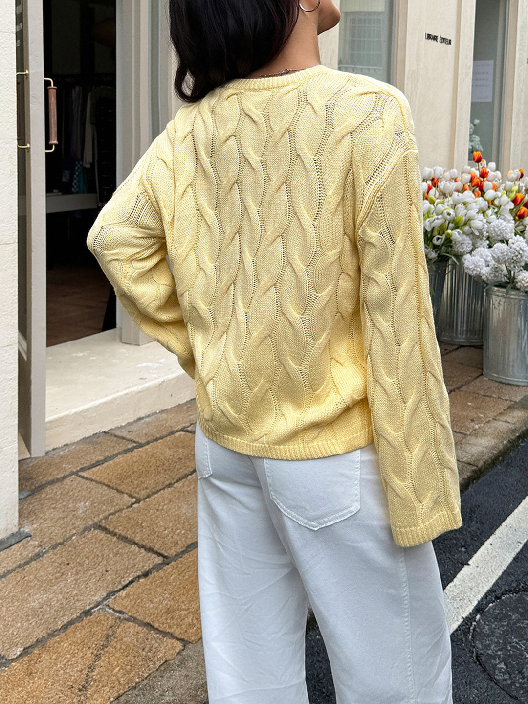 Yellow Cable Textured Sweater