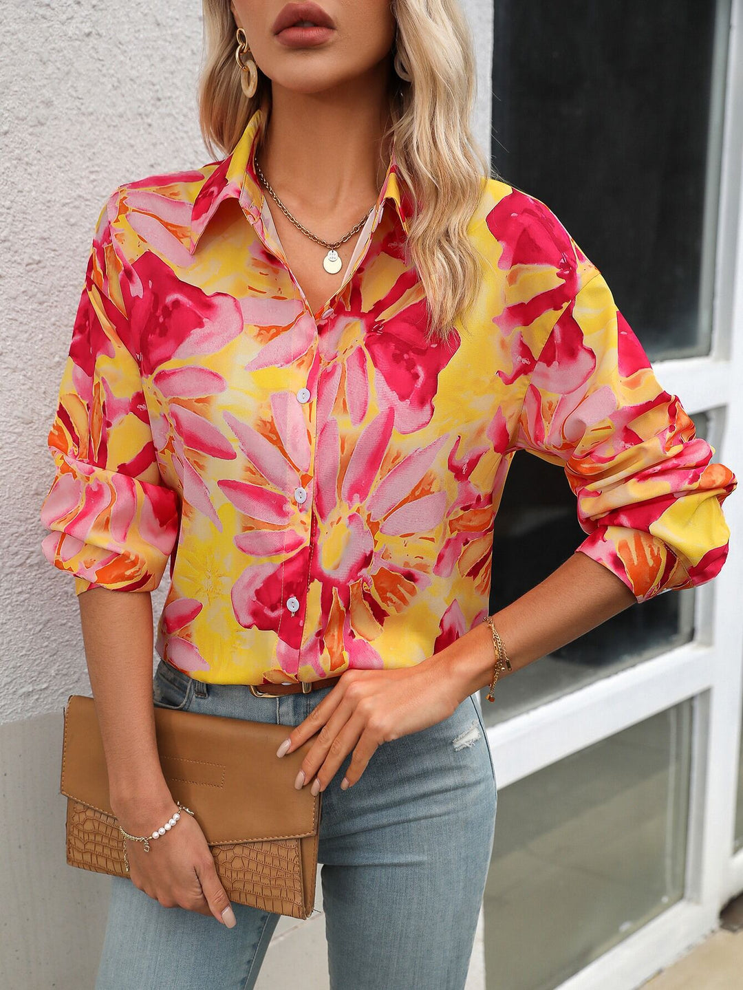 Pink Floral Print Shirt