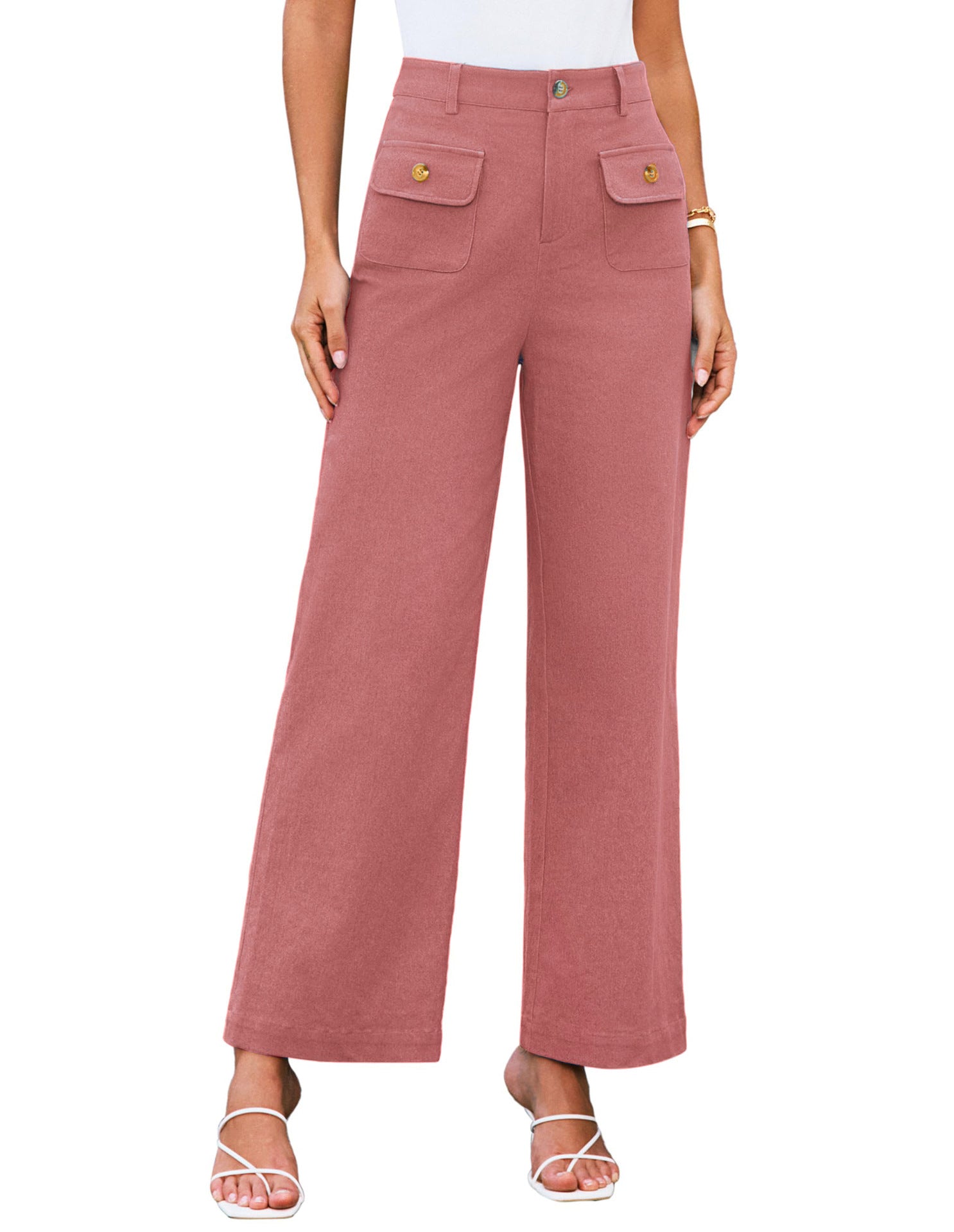 Pink Front Pockets Straight Leg Trouser