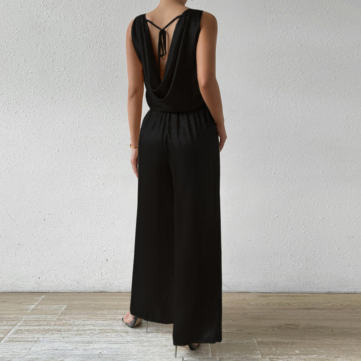 Black Sleeveless Back Cowl Jumpsuit
