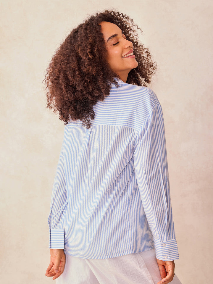 Blue Oversized Stripe Shirt
