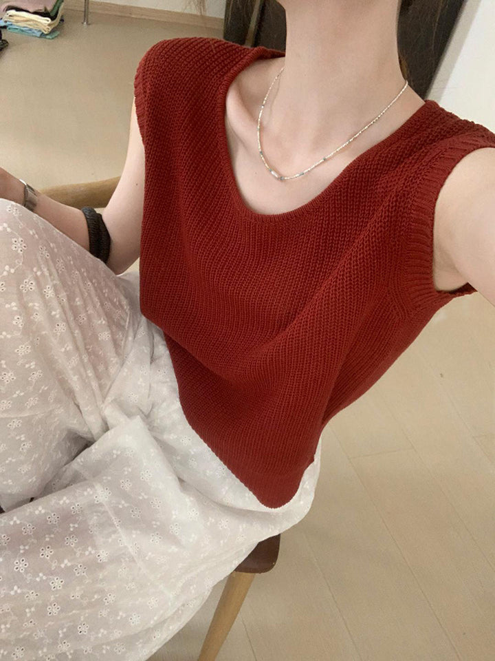 Maroon Cap Sleeves Round Neck  Relaxed Tops