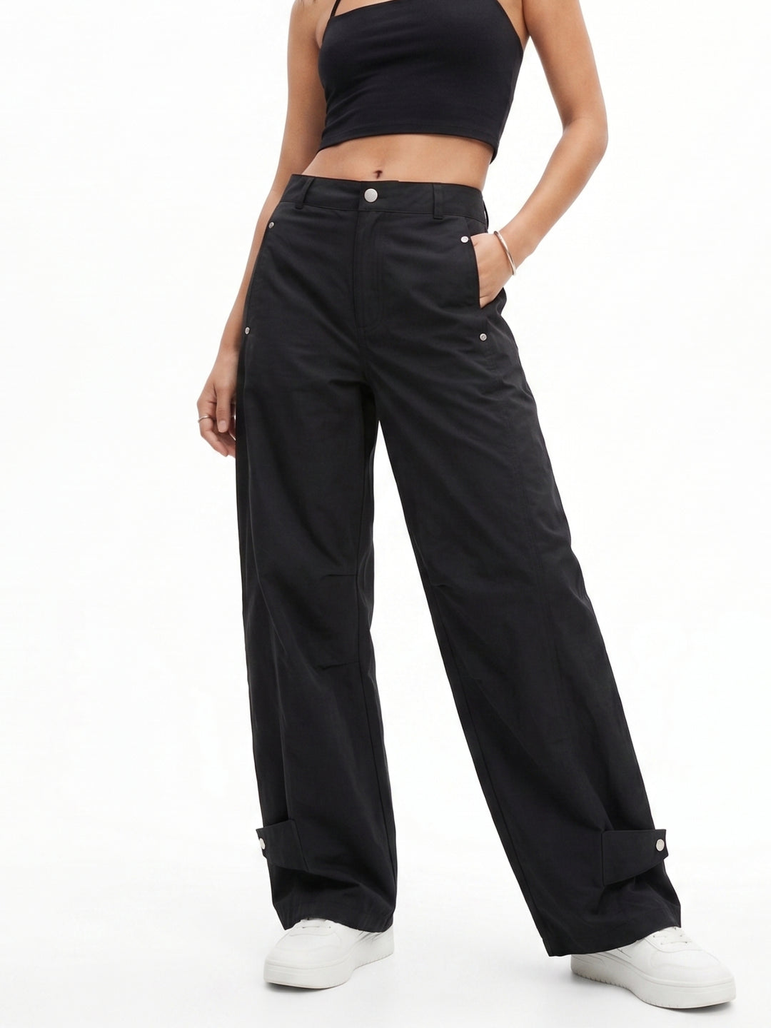 Black Pocket Detail Relaxed Trouser