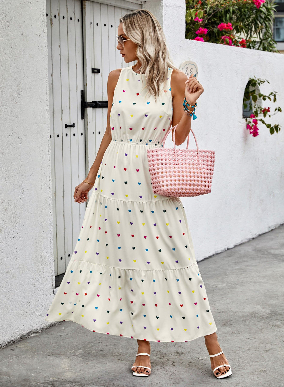 White Sleeveless Fit And Flare Dress