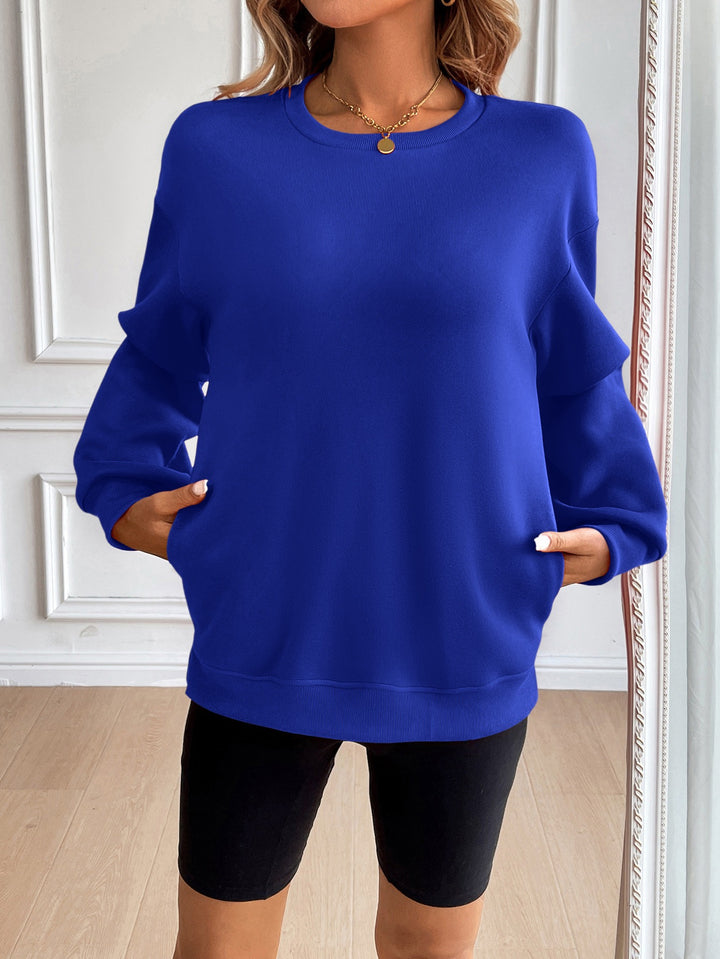 Blue Shouler Drop Pullover