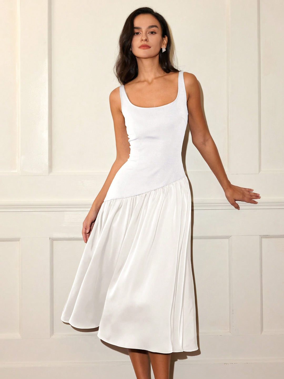 White  Flare Hem Sleeveless Dress