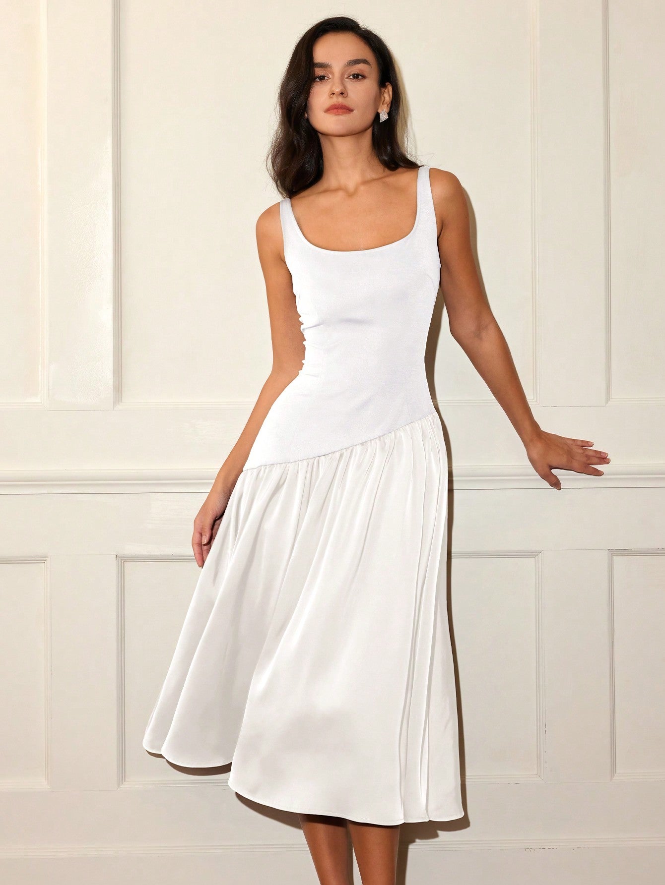 White  Flare Hem Sleeveless Dress