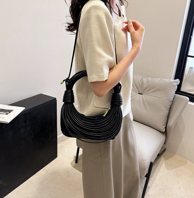 Black Coiled Metallic Sculptural Clutch