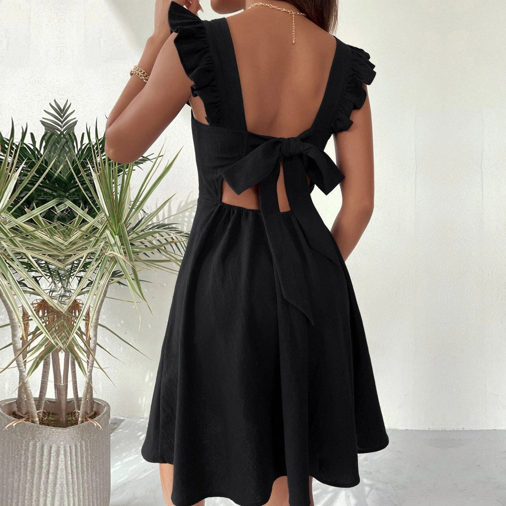 Black Ruffle Sleeve Dress