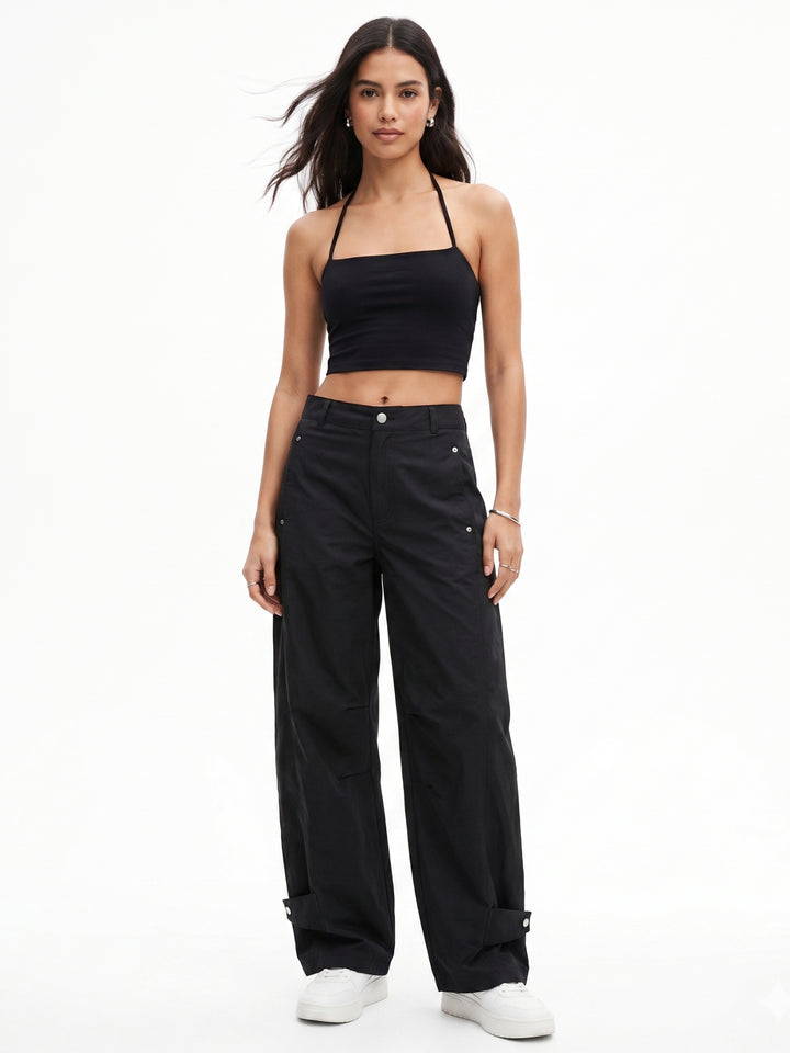 Black Pocket Detail Relaxed Trouser