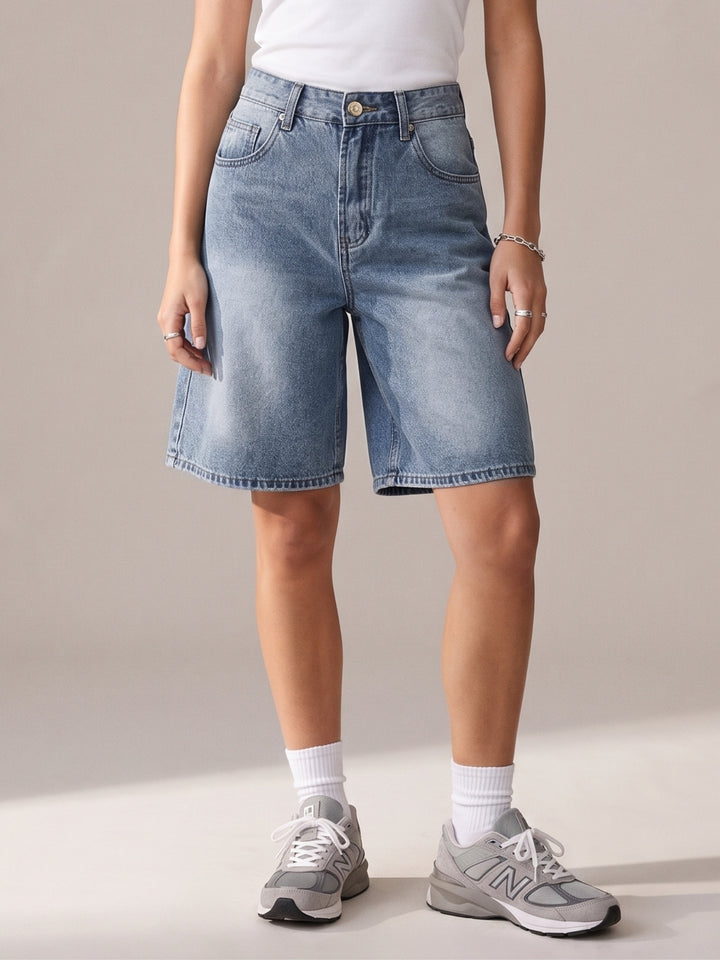 Blue Relaxed Washed Out Jorts