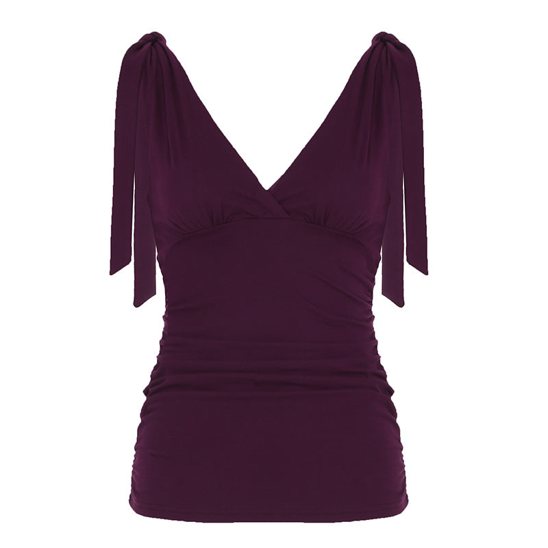 Purple Ruched Fitted Top