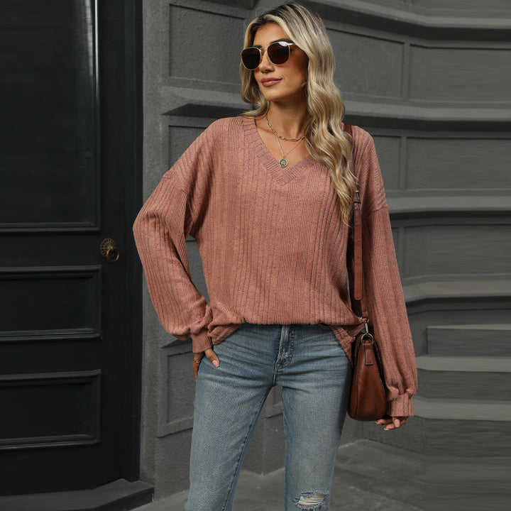 Mauve Bishop Sleeve Solid Relaxed Top