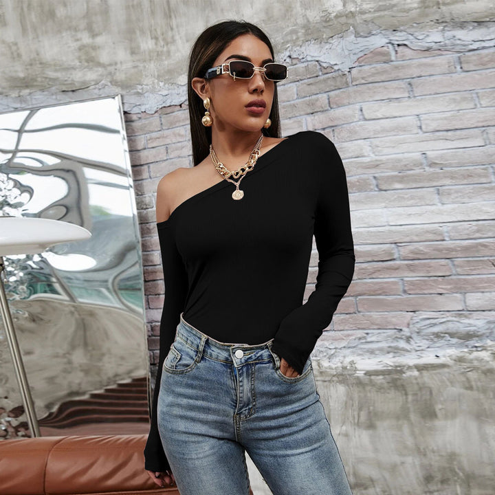 Black One Shoulder Full Sleeve Top