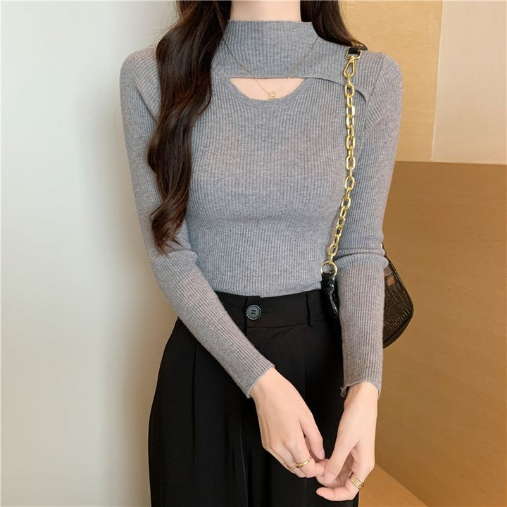 Grey Cut Out Knit Top