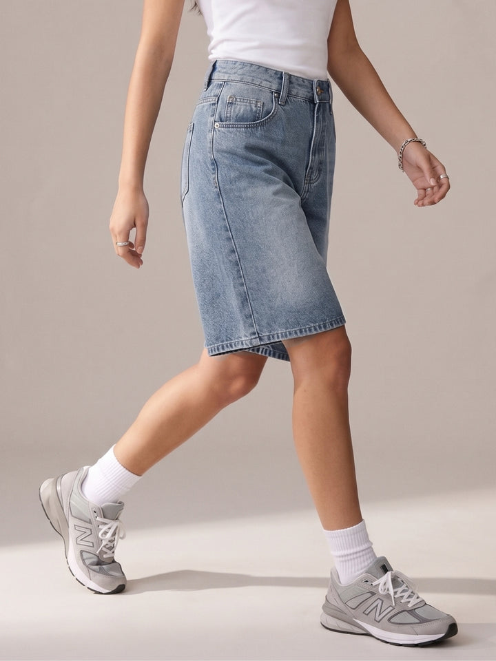 Blue Relaxed Washed Out Jorts