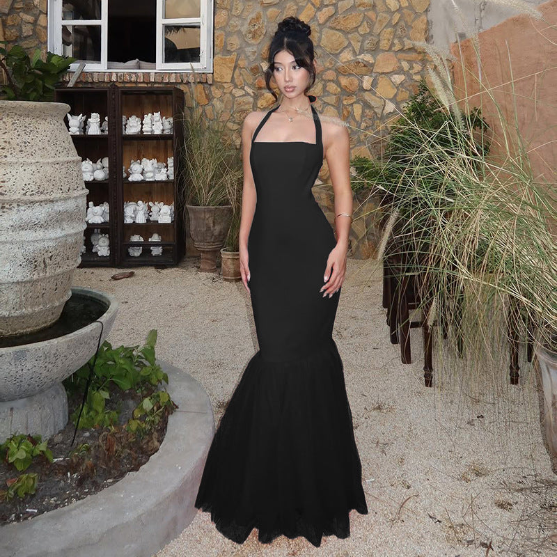 Black Halter Neck Fit And Flare Dress