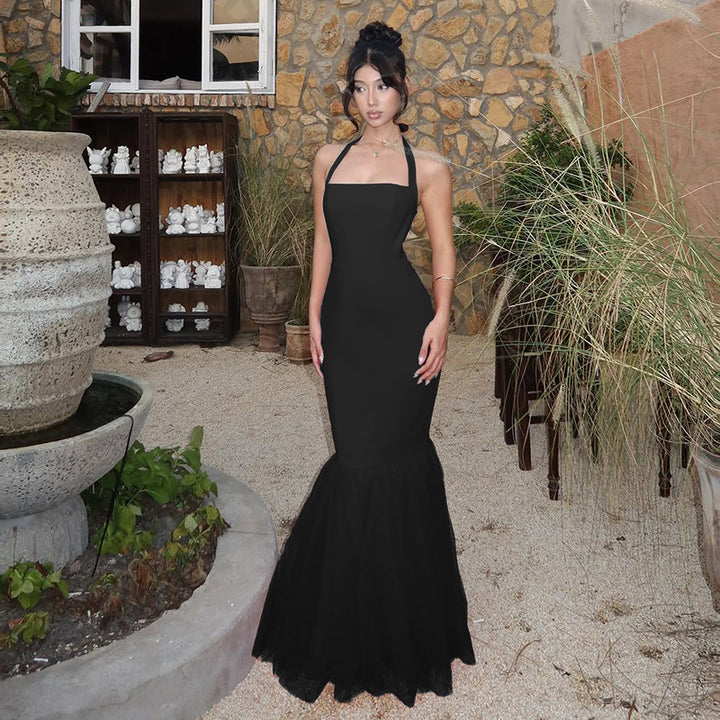 Black Halter Neck Fit And Flare Dress