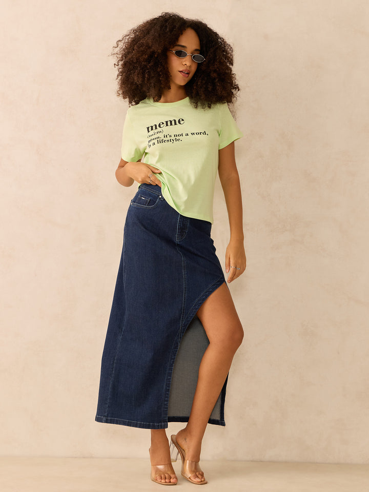 Lime Regular Fit Graphic Tshirt