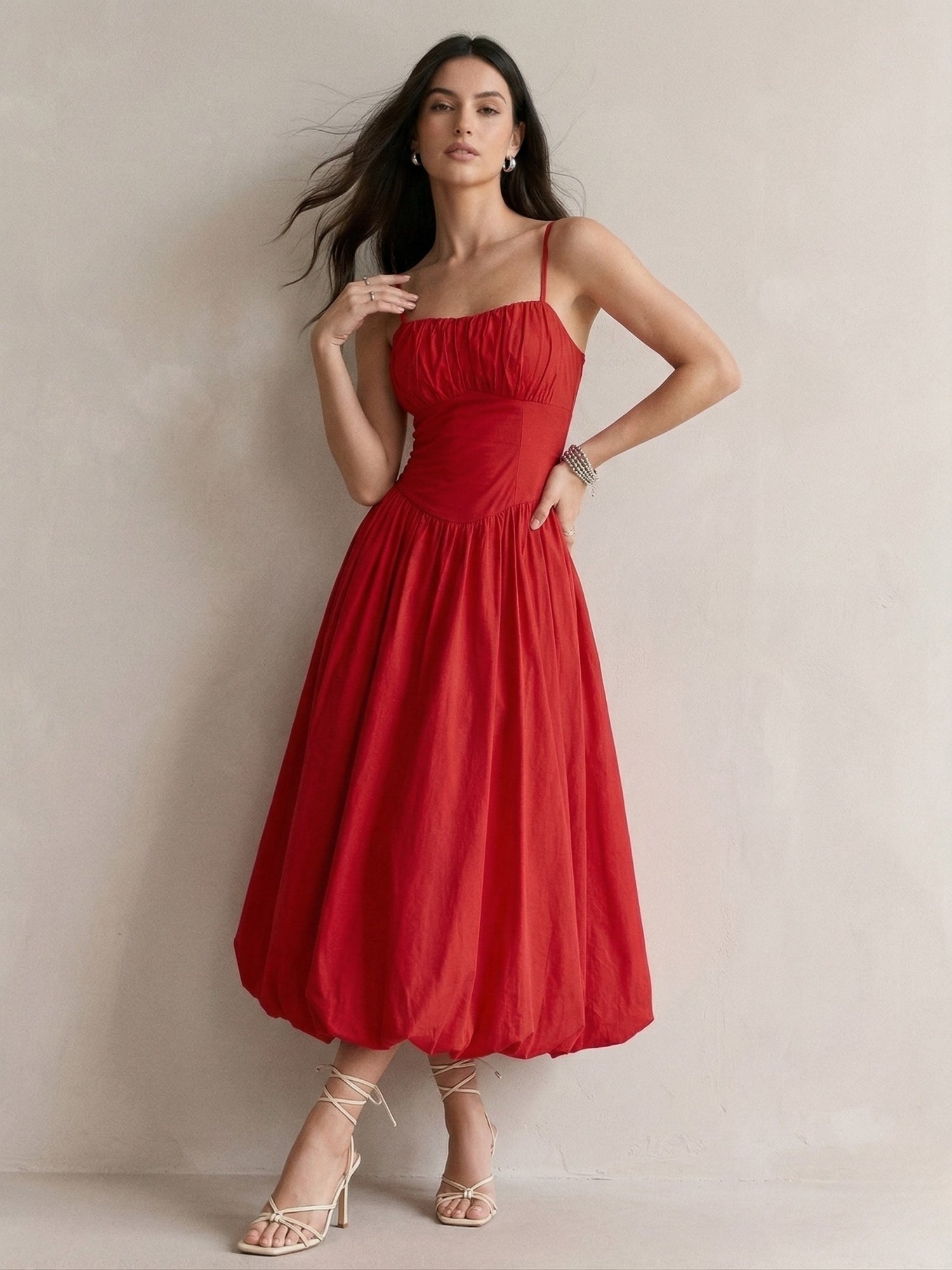 Red Spaghetti Strap Corset Style Dress