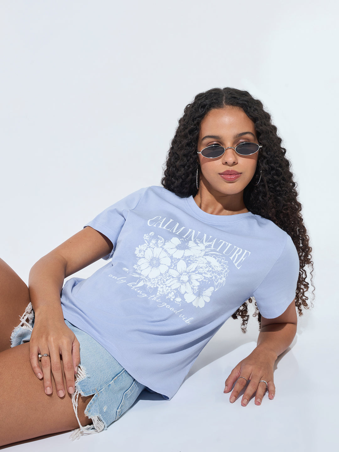 Lilac Short Sleeves Crew Neck T-Shirt