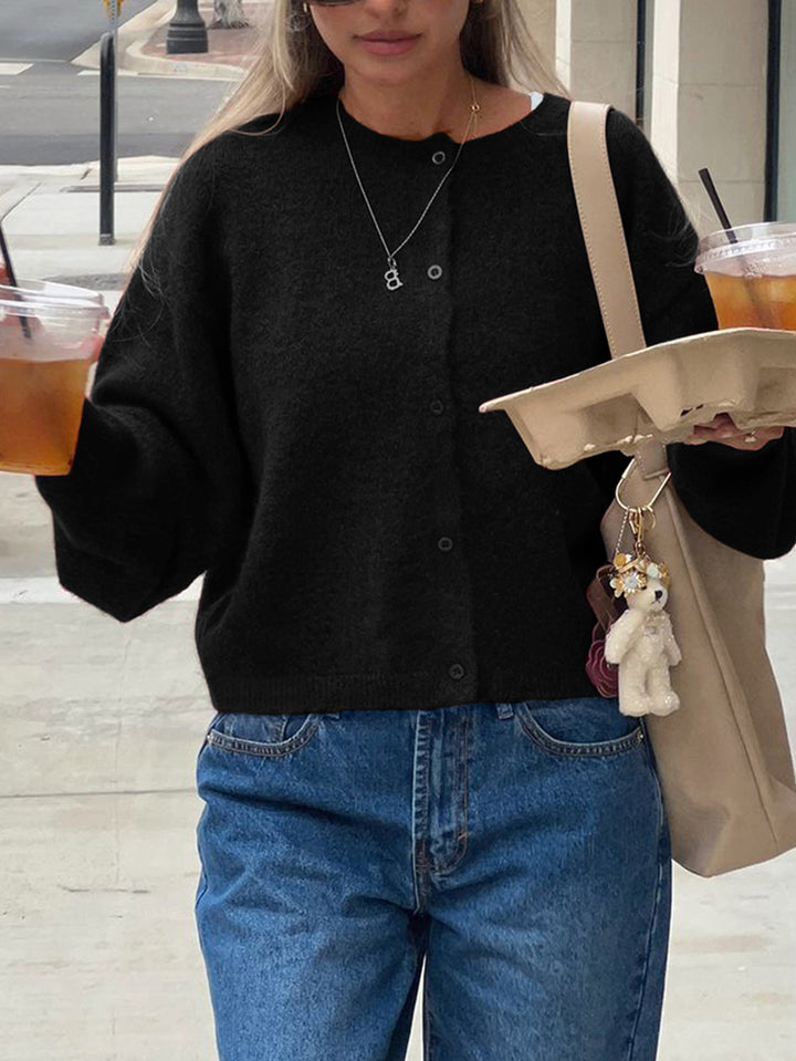Black Button Down Slouchy Cardigan