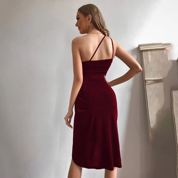 Burgundy Off-Shoulder Ruched Dress