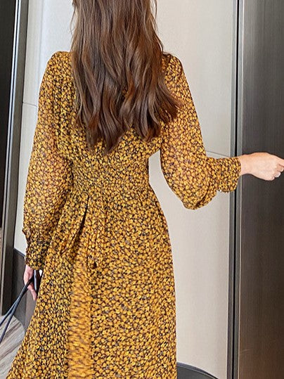 Yellow Maxi Dress With Waist Smocking