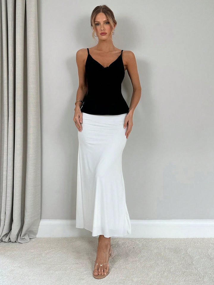 Black Strappy Front Knotted Cami Top