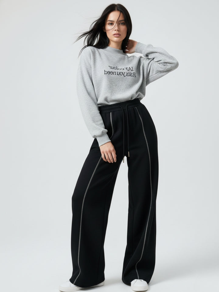 Navy Blue High Waist Baggy Pant