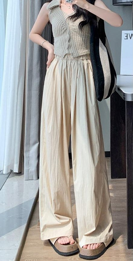 Beige Baggy Fit Elasticated Pants