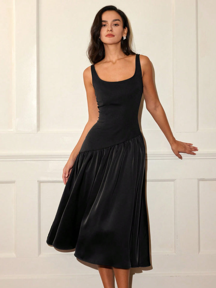 Black Flare Hem Sleeveless Dress