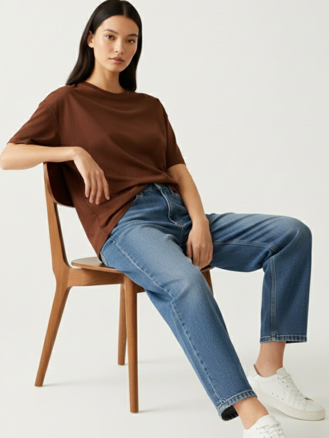 Brown Crew Neck Graphic T-Shirt