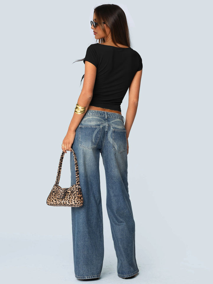 Black Short Sleeve Fitted Top