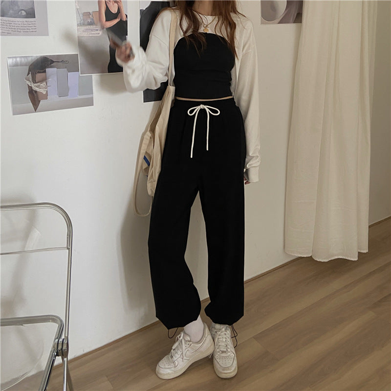 Black Solid High Waist Jogger