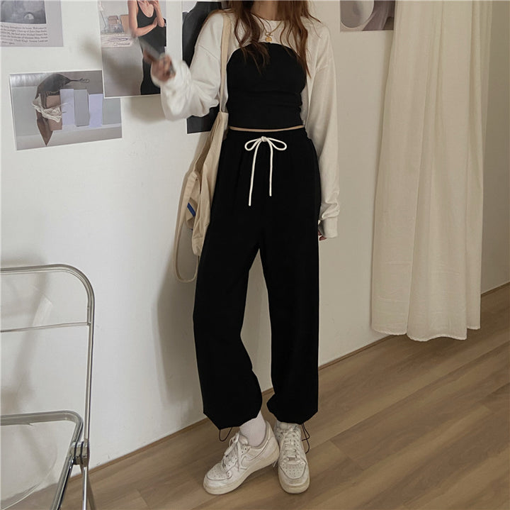 Black Solid High Waist Jogger