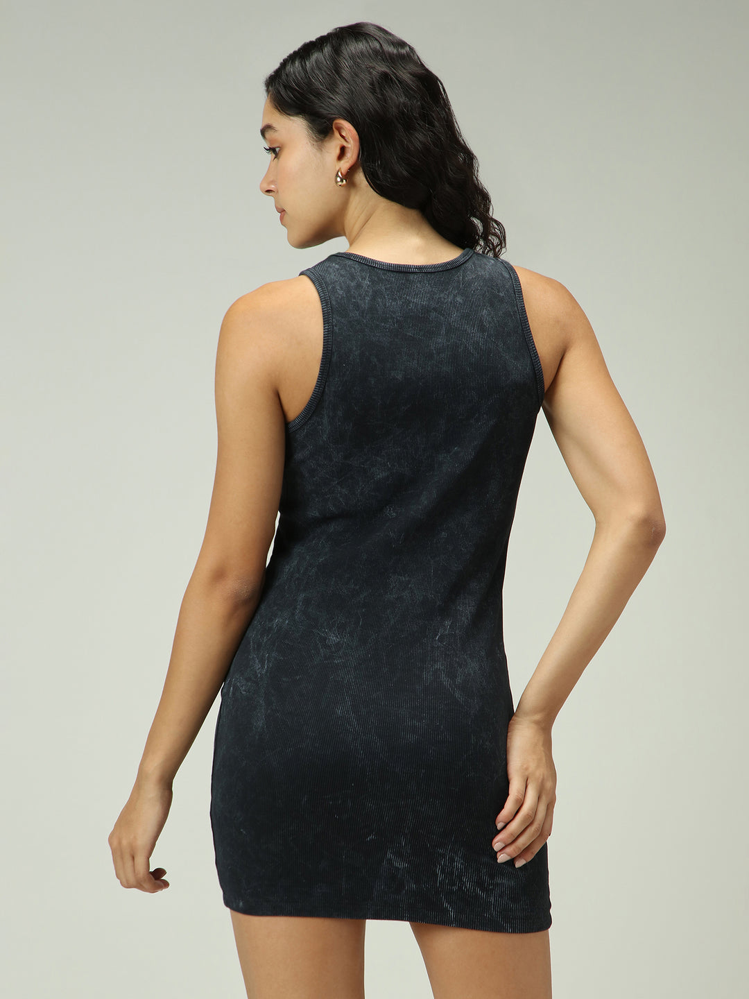 Grey Solid Washed Tank Dress