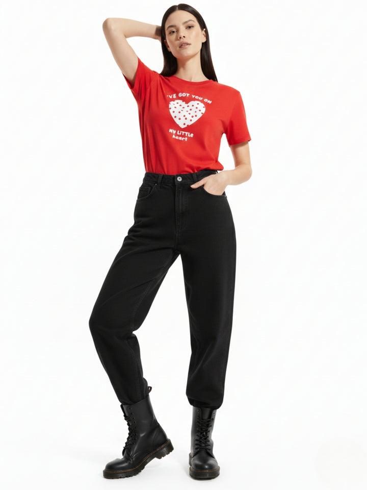 Red Short Sleeves Crew Neck T-Shirt